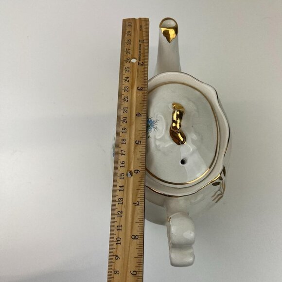 Arthur Wood England Teapot Blue Floral Porcelain Gilded Vintage Tea Pot - Picture 8 of 9